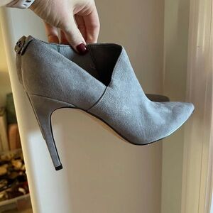 Calvin Klein Gray Suede Pointed Ankle Booties